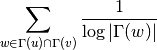 \sum_{w \in \Gamma(u) \cap \Gamma(v)} \frac{1}{\log |\Gamma(w)|}