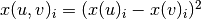 x(u, v)_i = (x(u)_i - x(v)_i)^2